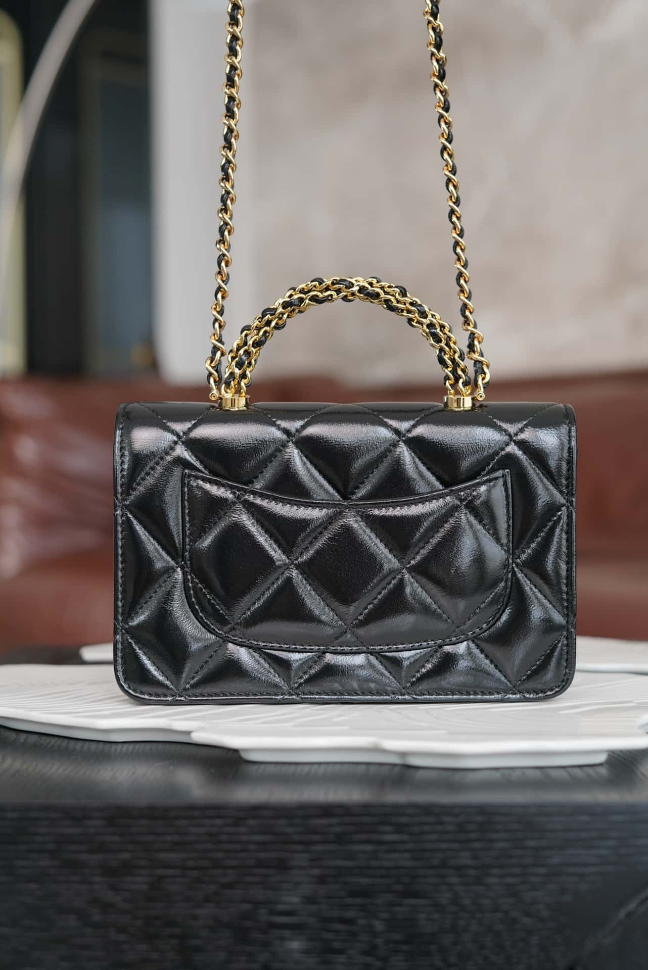 Chanel 24B WOC Top Handle in Black Shiny Lambskin GHW mysite