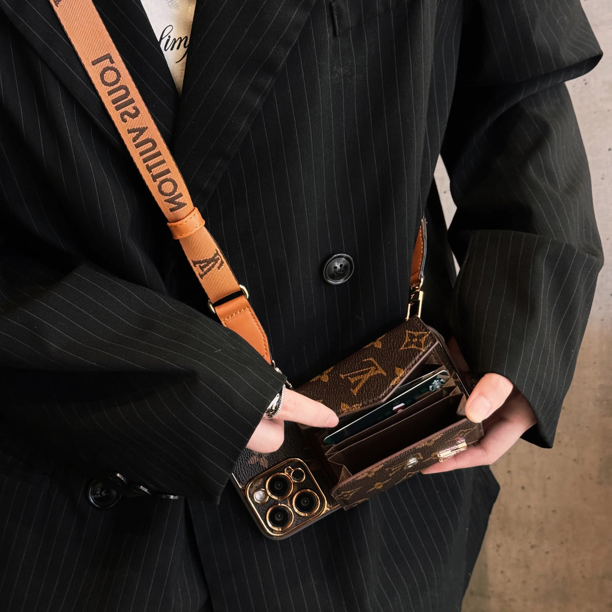 Leather iPhone Case | Wallet + Strap | Brown-ss mysite