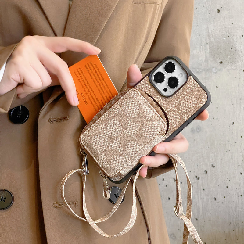Coach iPhone Case With Wallet Coffee-LQB241412 mysite