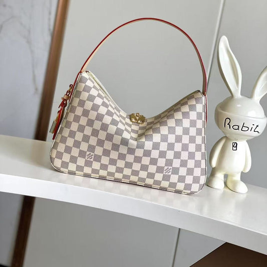 Slouchy PM 33cm Black White Damier Azur Coated Canvas & Cowhide mysite