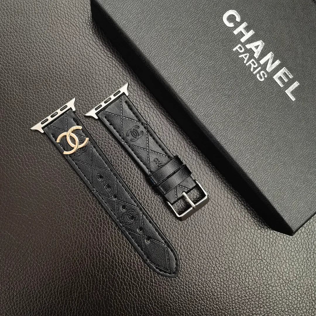 Luxury Gold Monogram 3D Embossed Leather Apple Watch Strap mysite