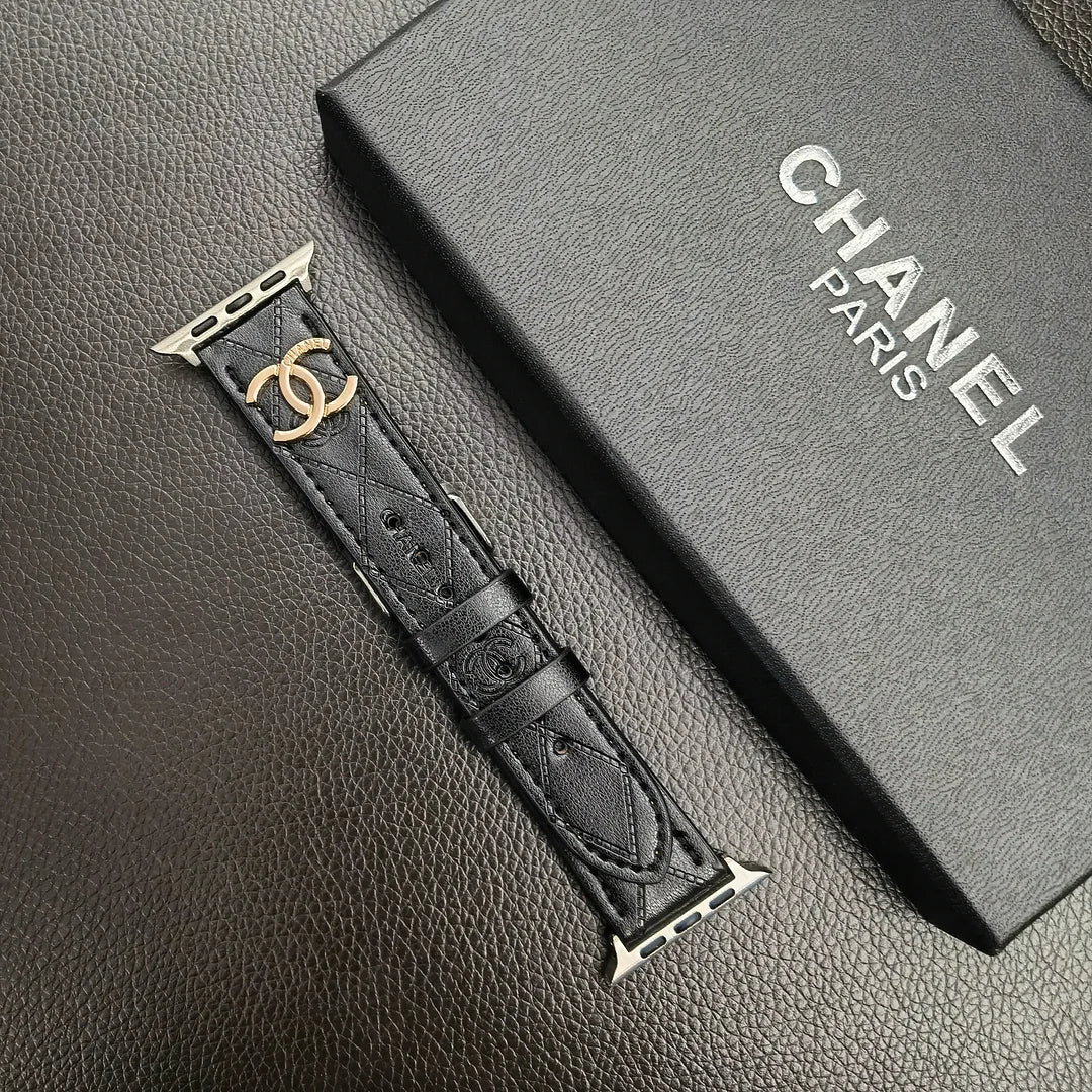 Luxury Gold Monogram 3D Embossed Leather Apple Watch Strap mysite