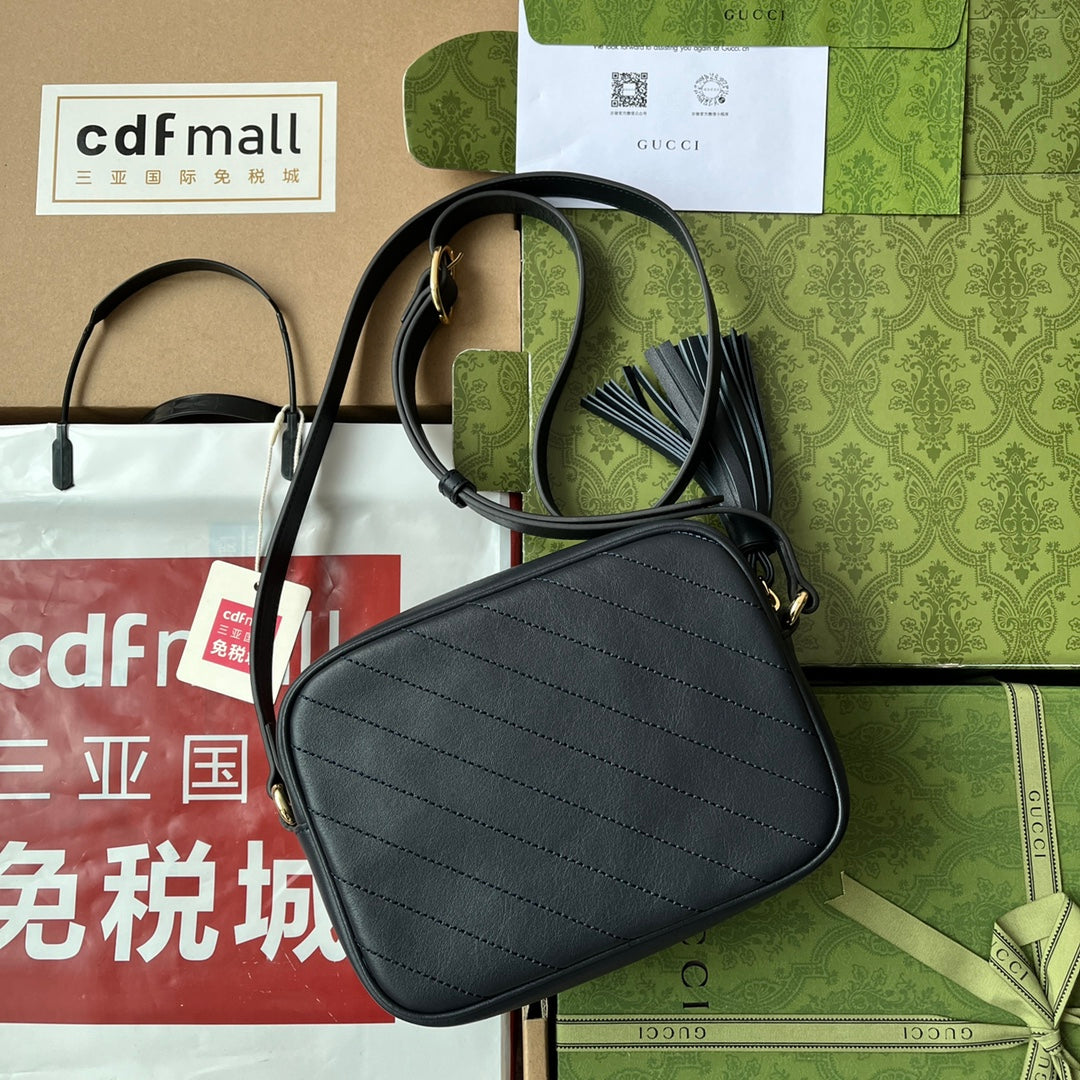 Gucci Blondie Small Shoulder Dark Blue Leather Bag - 21x15.5x5cm mysite