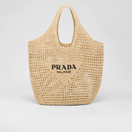 Prada Raffia Tote Bag-Khaki mysite