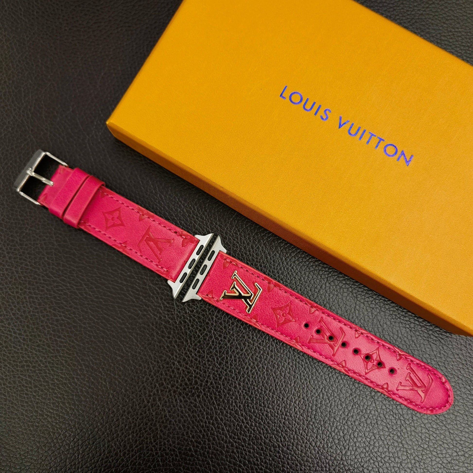 BAND METAL LOGO 3D EMBOSSED MONOGRAM LEATHER APPLE WATCH mysite