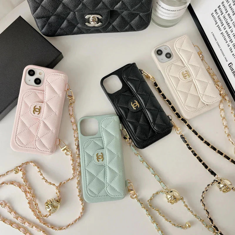 Chanel Genuine Leather Wallet Leather Crossbody Bag Phone Case For iPhone 17 / 16 / 15 / 14s mysite