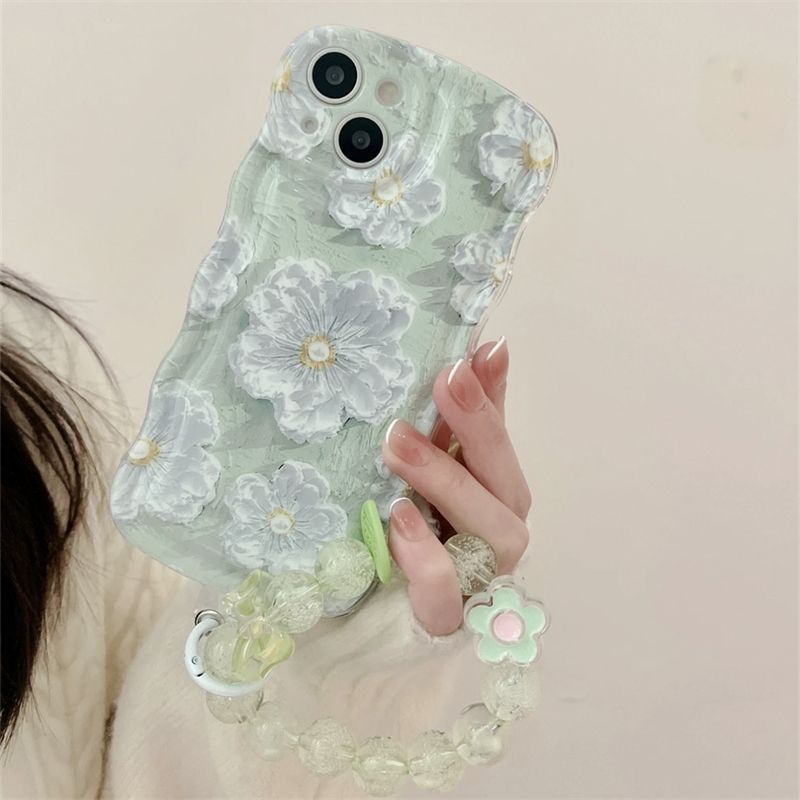 Oil Painting Flower With Bracket & Wristband For iPhone Case mysite