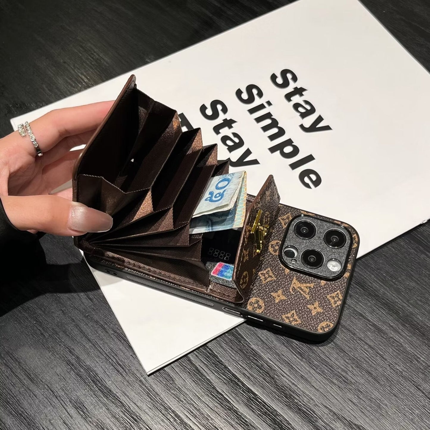 Luxury Card Holder Canvas Leather Apple iPhone Cases mysite