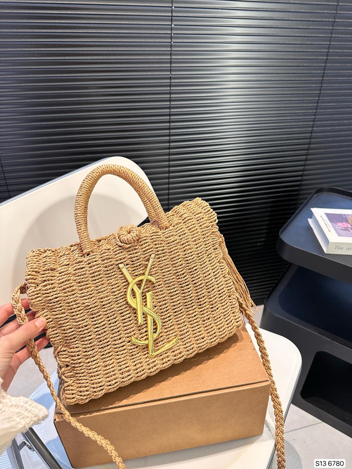 SAINT LAURENT YSL Vacation Woven Tote Bag 27x18cm mysite