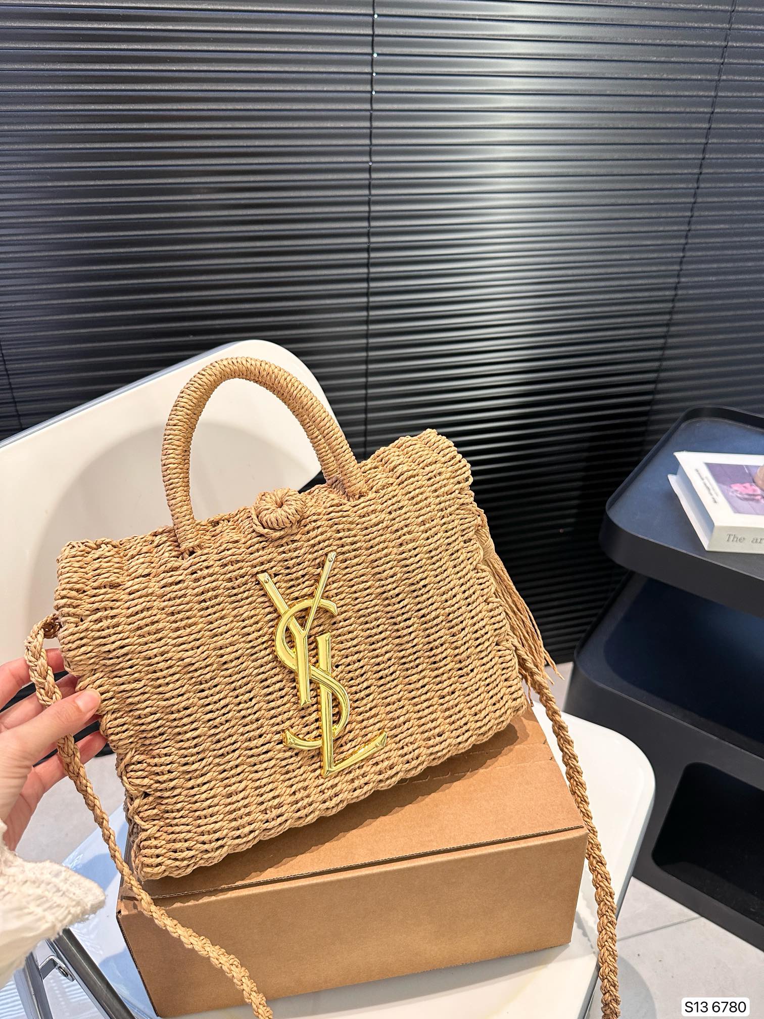 SAINT LAURENT YSL Vacation Woven Tote Bag 27x18cm mysite