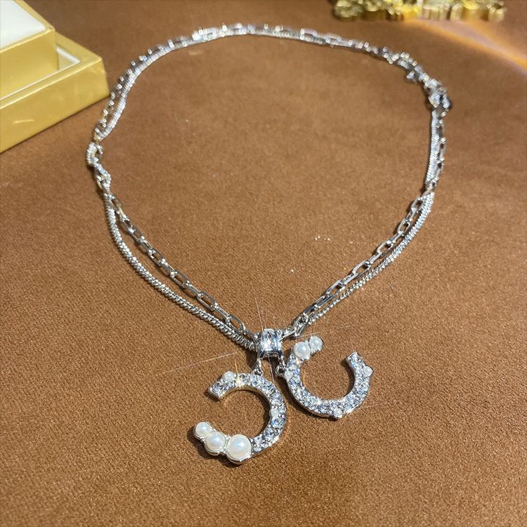 Diamond Letter Double Necklace mysite