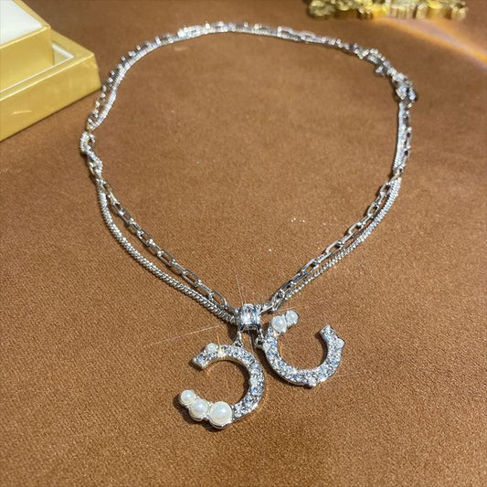Diamond Letter Double Necklace mysite