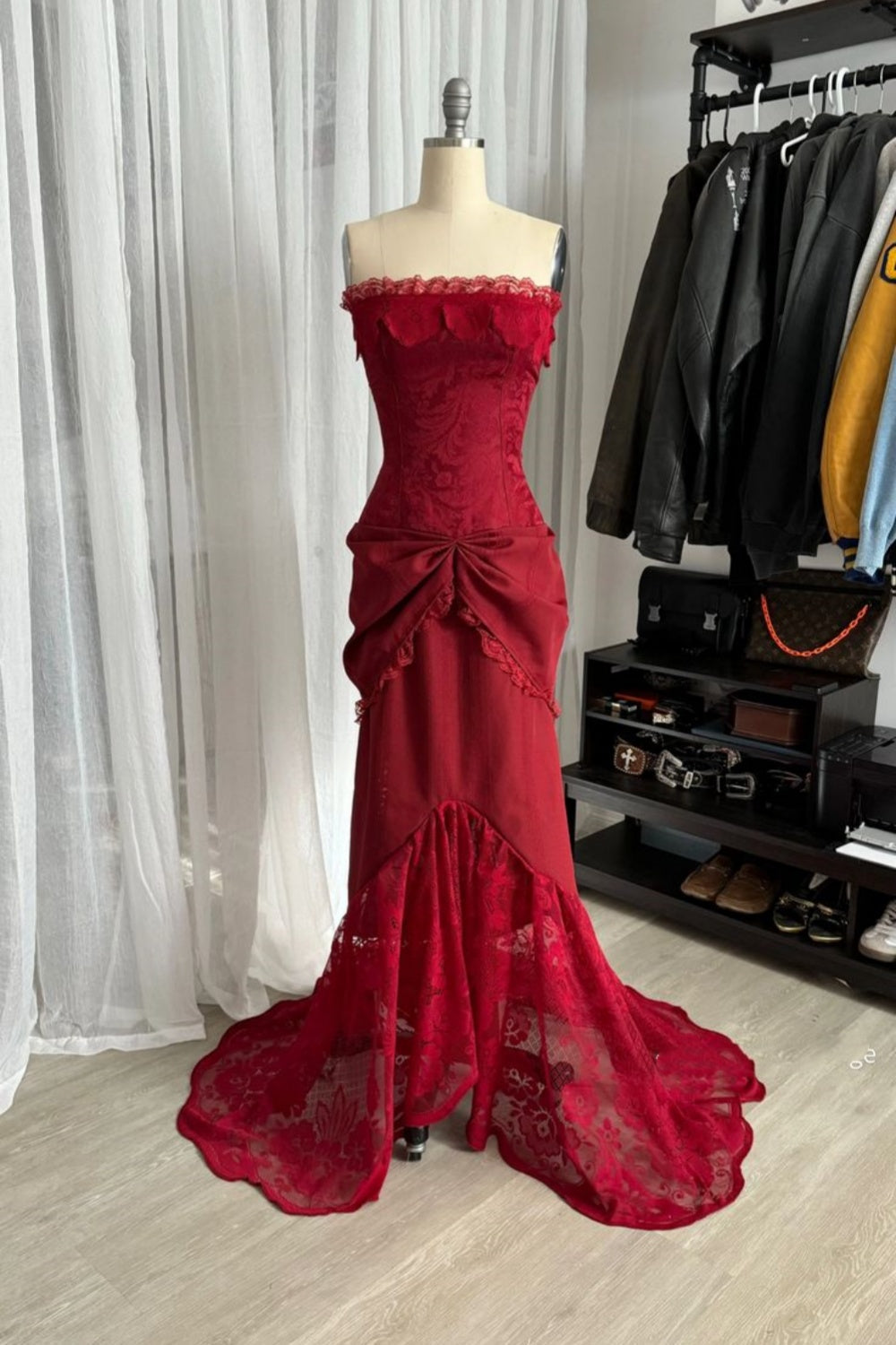 kovadresss-Red Vintage Elegant Long Lace Floor-Length Ball Gown Prom Dress gh5670s mysite