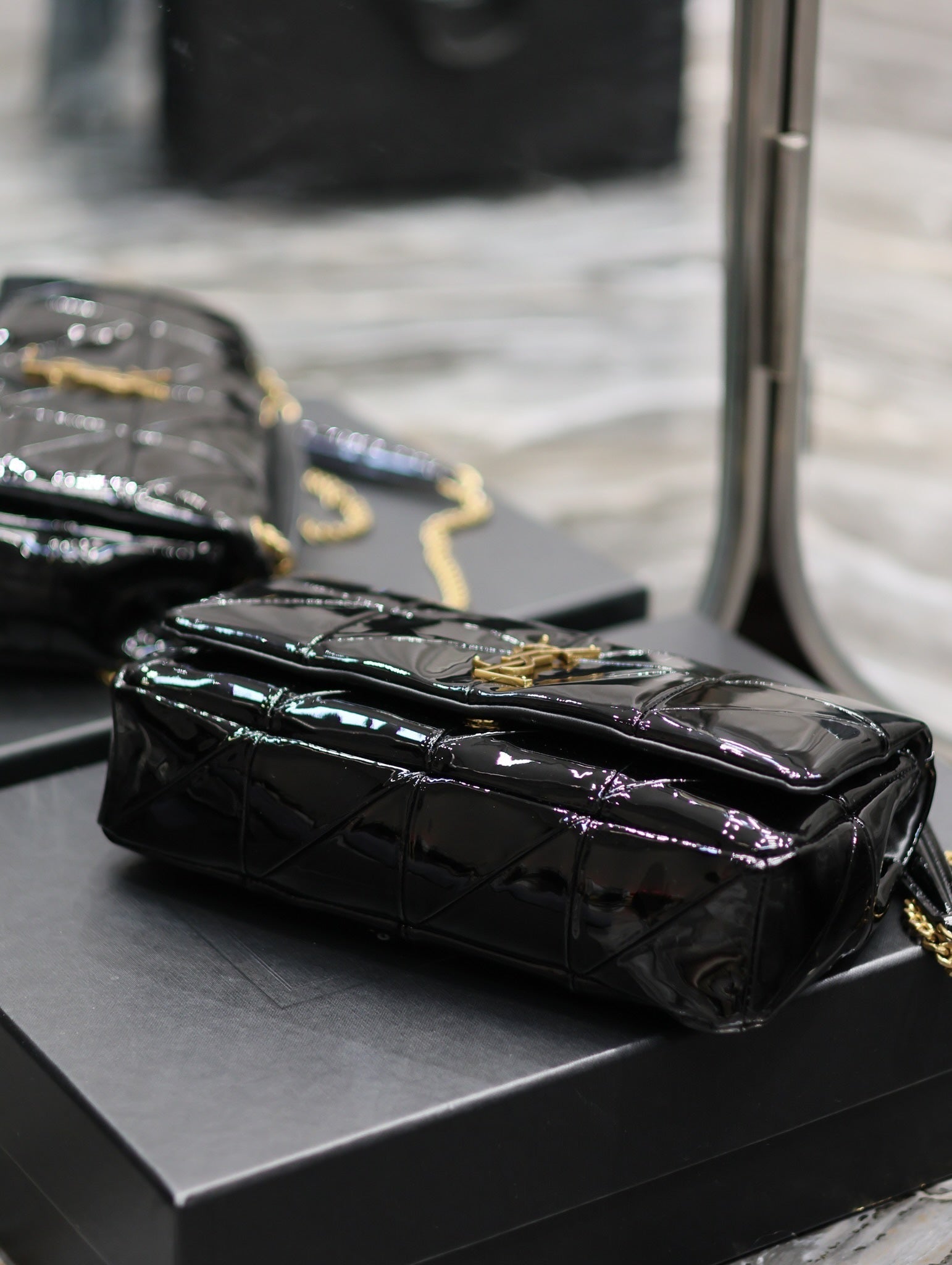 YSL Jaime Patent Black Bag - 25x15x7.5cm mysite