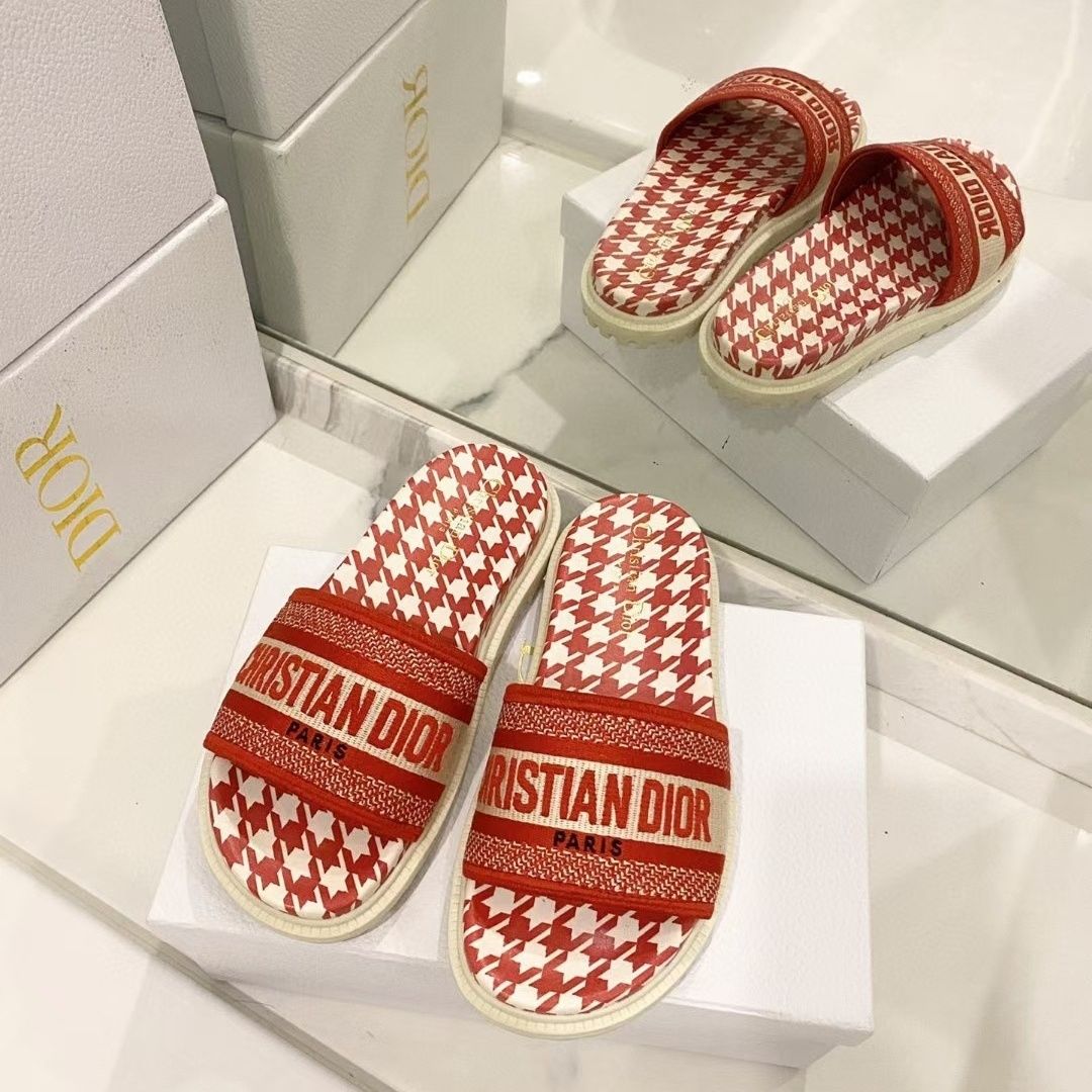 Houndstooth Embossed Slipper Sandals mysite