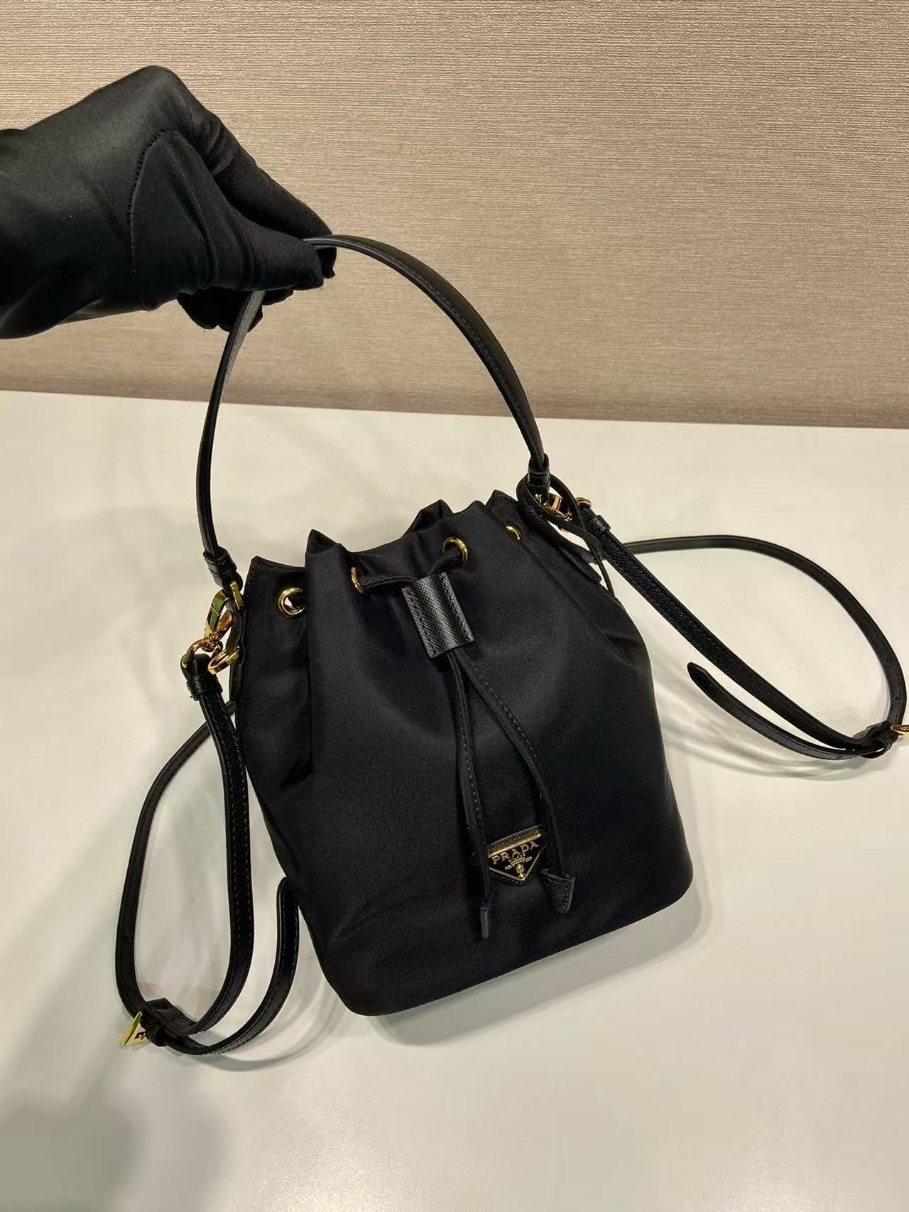 PRA bucket bag 19 black nylon fabric mysite
