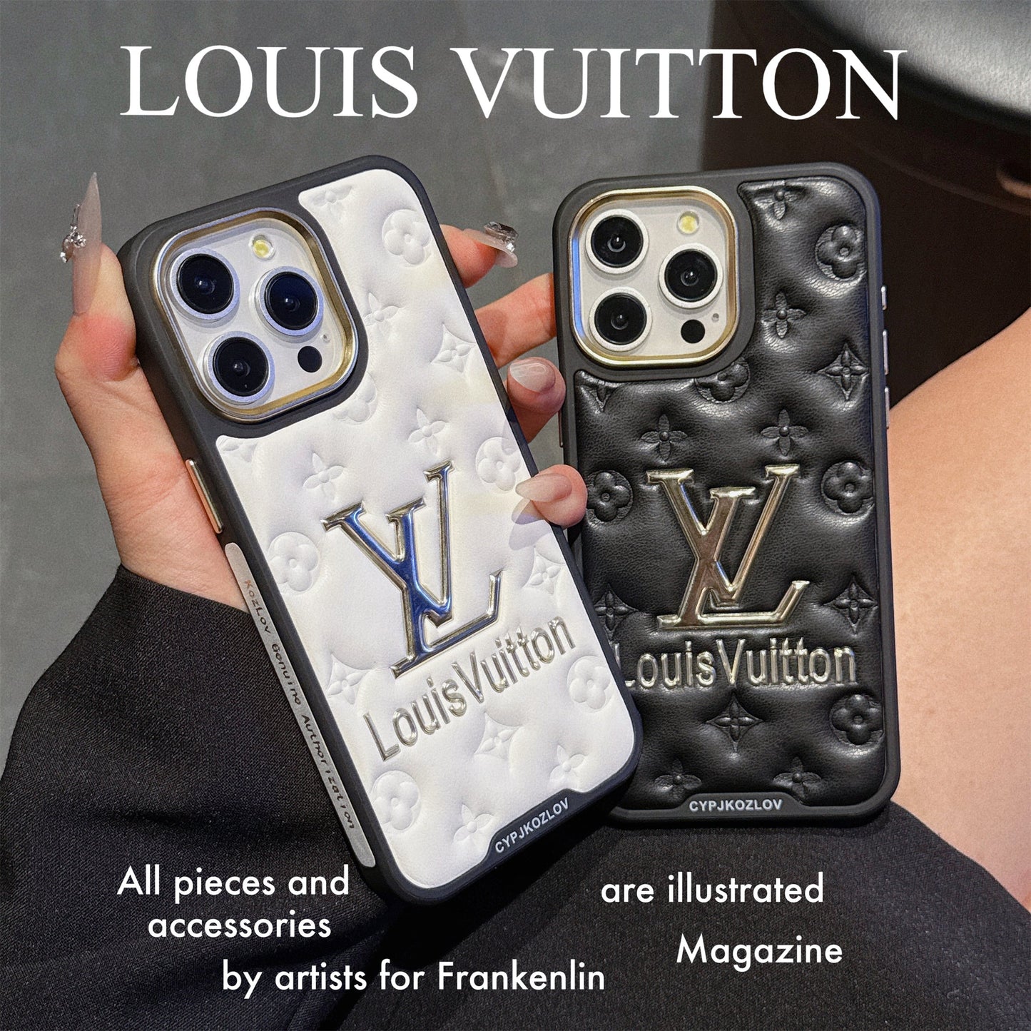 Finest Electroplated Classic Monogram Embossed Leather Apple iPhone Cases mysite