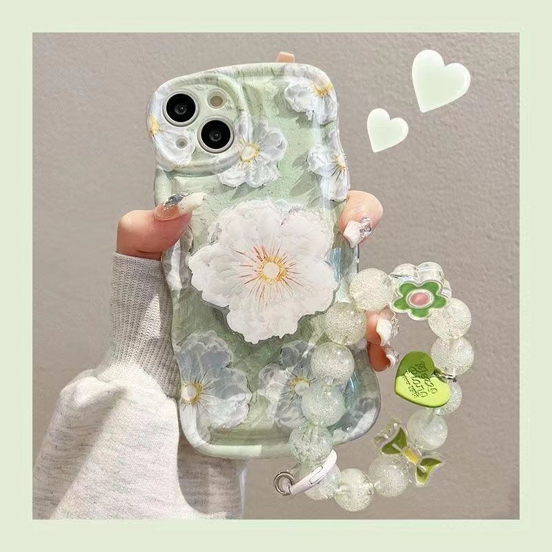 Oil Painting Flower With Bracket & Wristband For iPhone Case mysite
