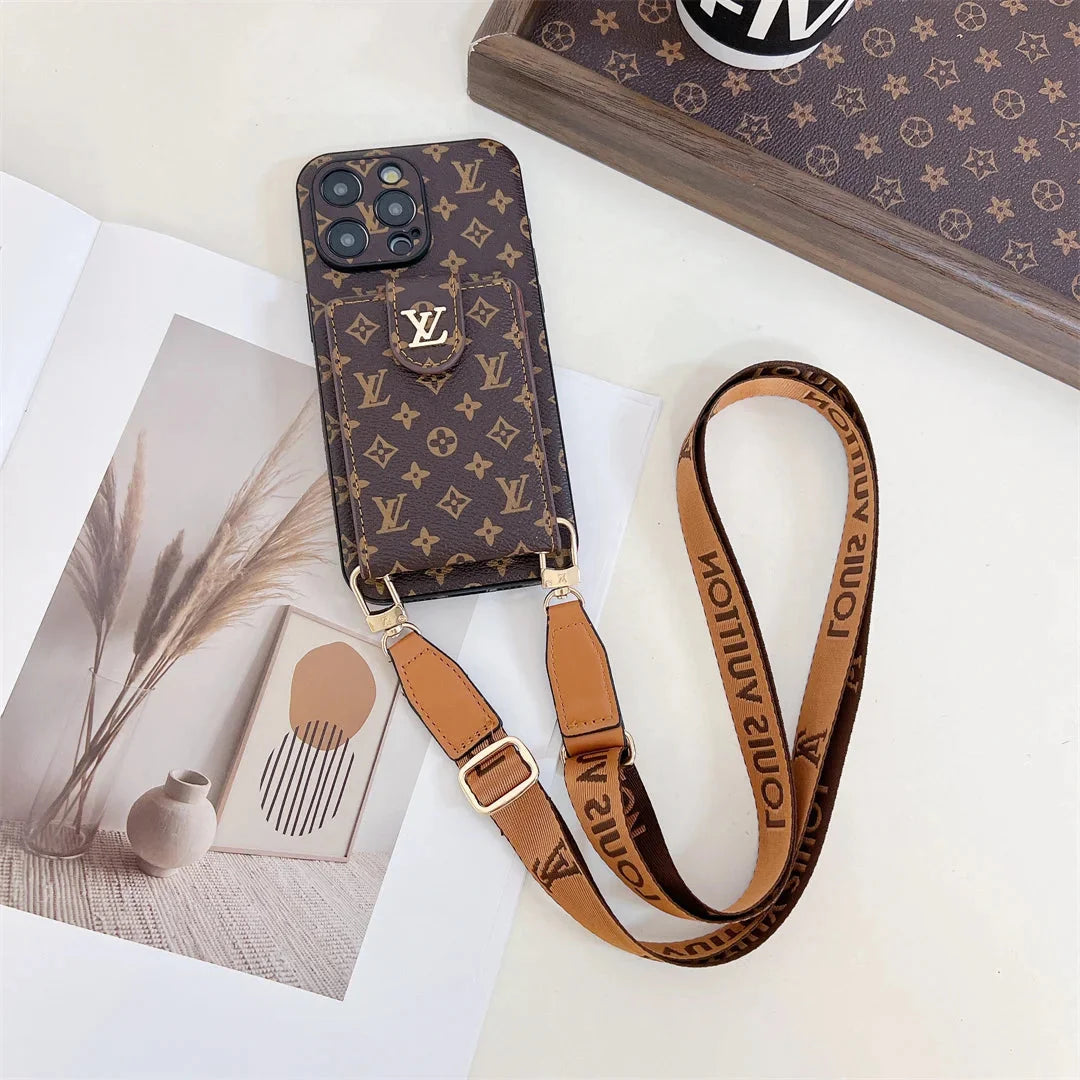 Monogram Canvas Leather Button Card Holder Crossbody iPhone Cases mysite