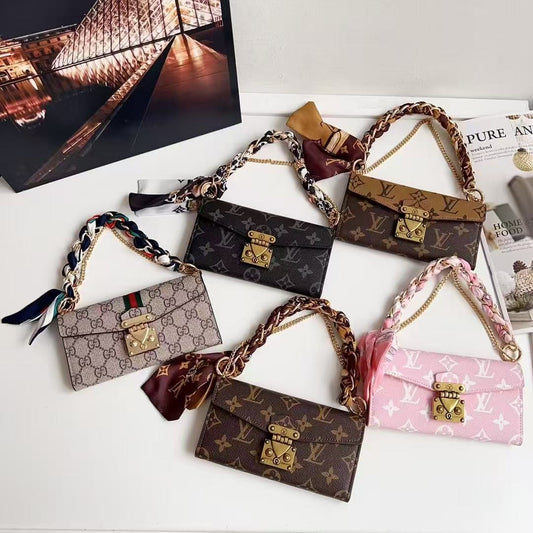 Letter Holster Scarf Chain Wallet Case For iPhone&Samsung S23U/S24U/S25U mysite