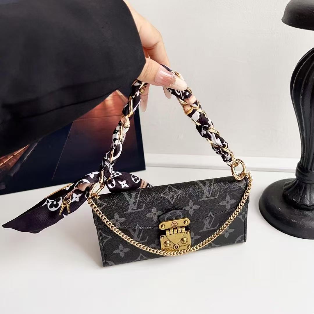 Letter Holster Scarf Chain Wallet Case For iPhone&Samsung S23U/S24U/S25U mysite