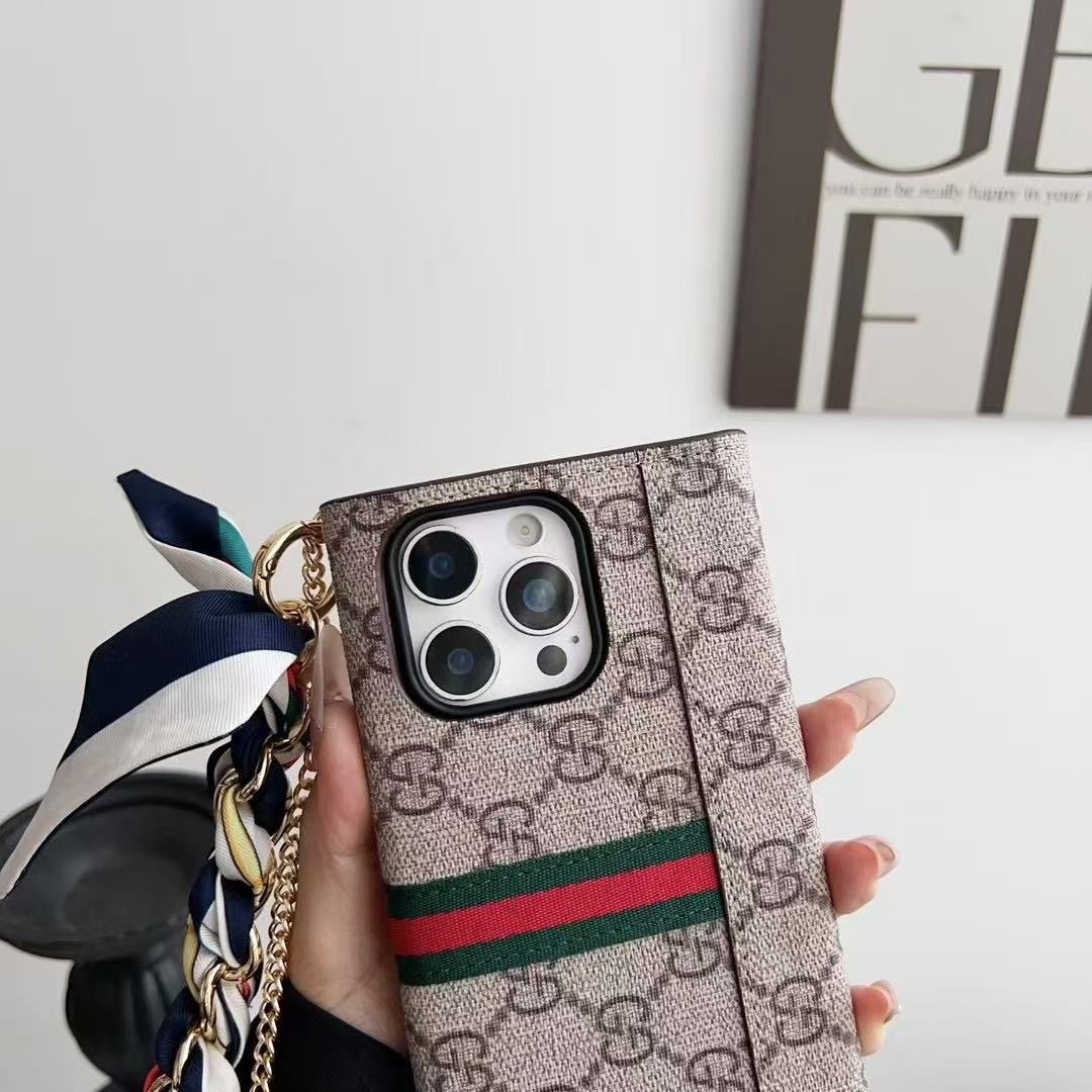 Letter Holster Scarf Chain Wallet Case For iPhone&Samsung S23U/S24U/S25U mysite