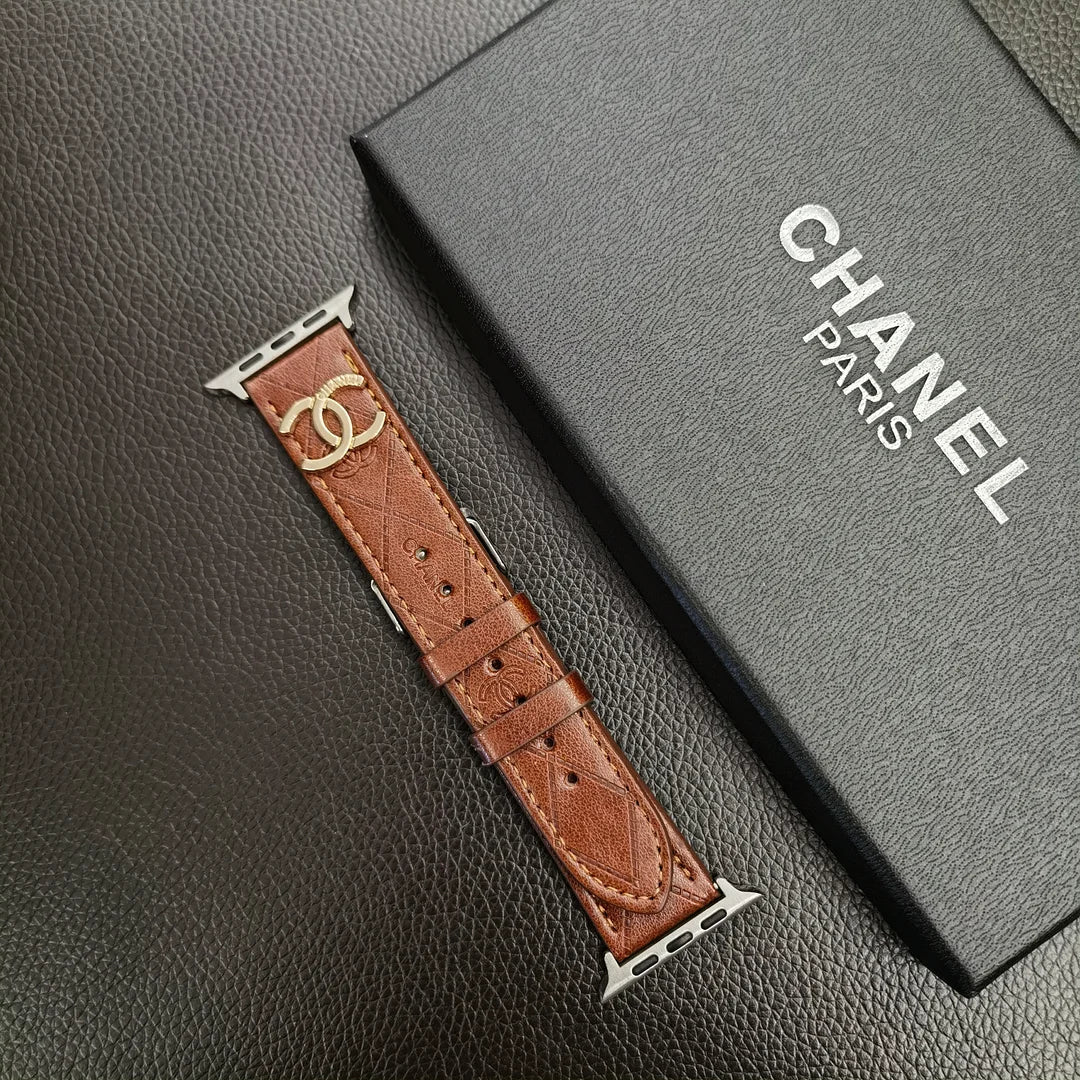 Luxury Gold Monogram 3D Embossed Leather Apple Watch Strap mysite