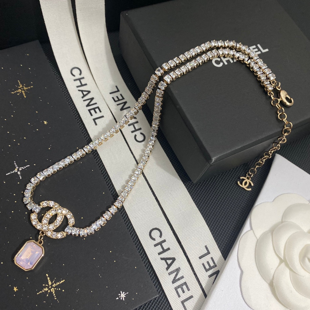 Elegant Square Crystal Diamond Necklace mysite