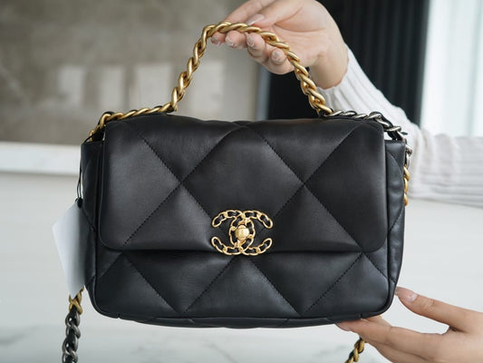CHANEL 19BAG AS1160 Black Gold Buckle Bag Small 26CM mysite