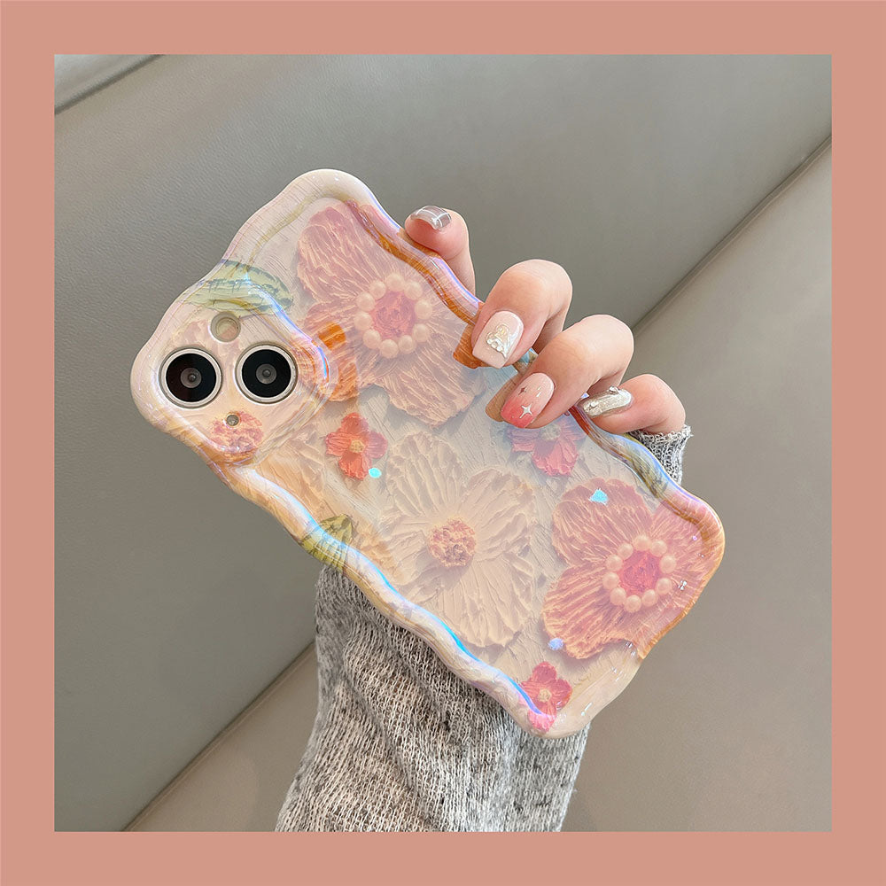 Luxury Pearl Oil Painting Flower iPhone Case mysite