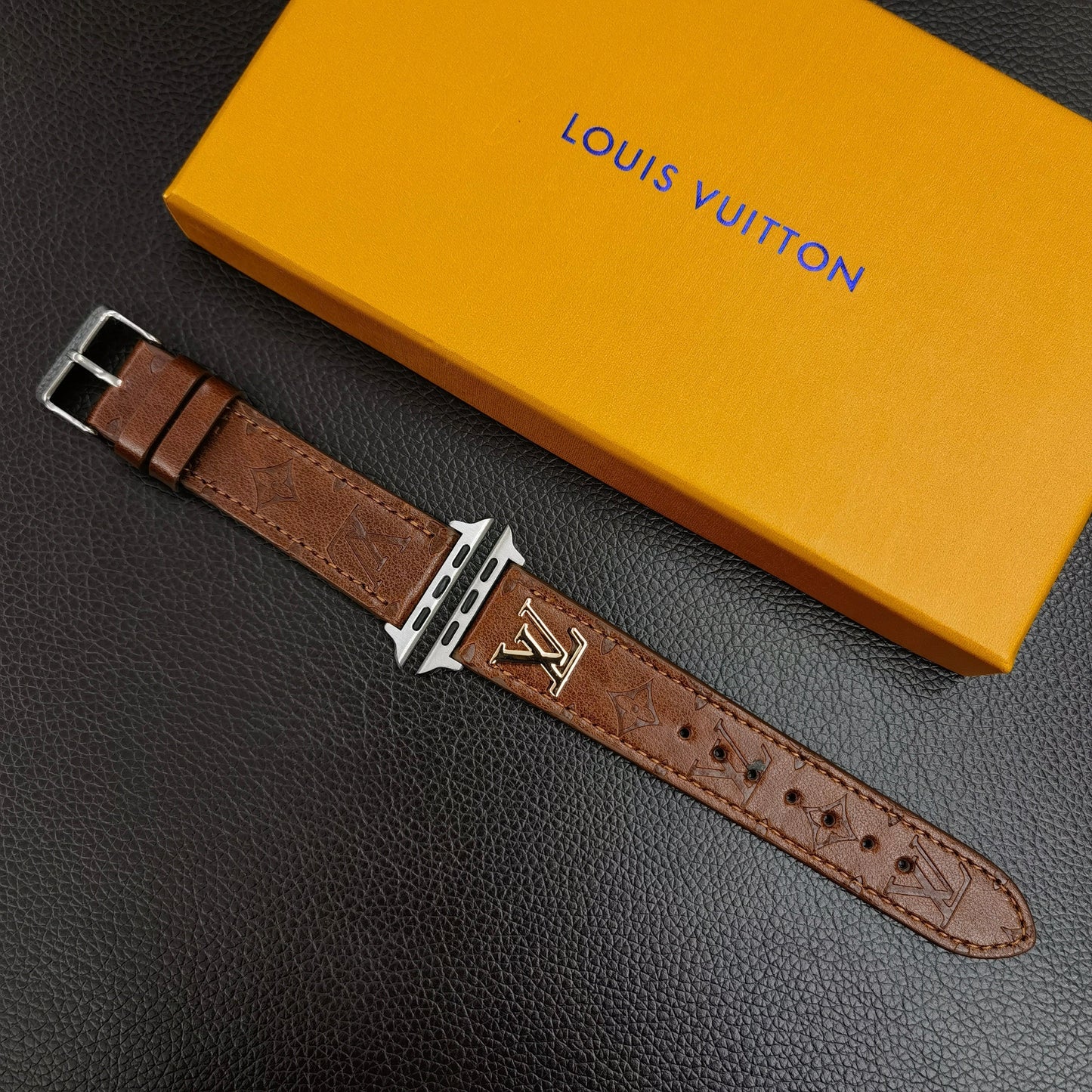 BAND METAL LOGO 3D EMBOSSED MONOGRAM LEATHER APPLE WATCH mysite