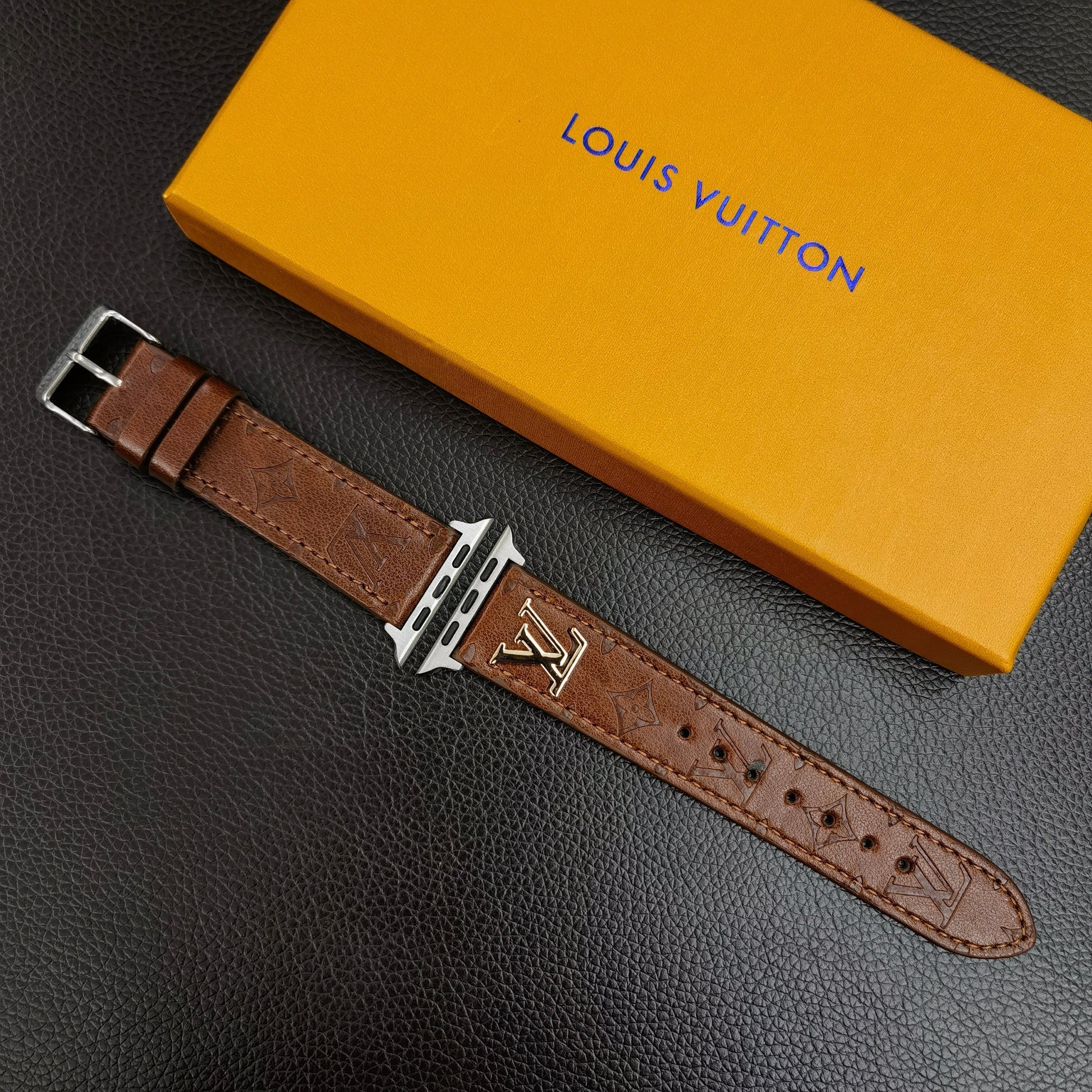 BAND METAL LOGO 3D EMBOSSED MONOGRAM LEATHER APPLE WATCH mysite
