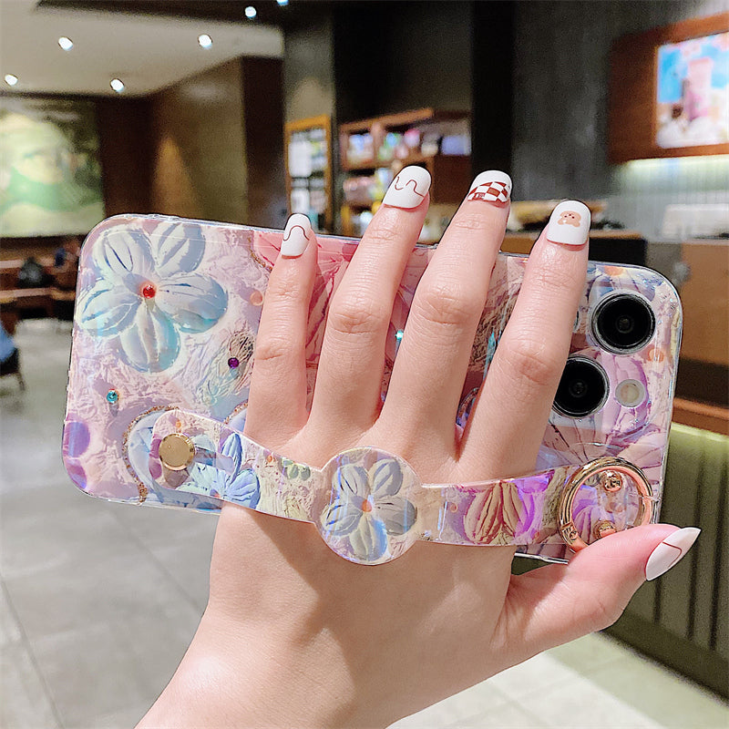 Oil Painting Flower Wristband Holder iPhone Case mysite