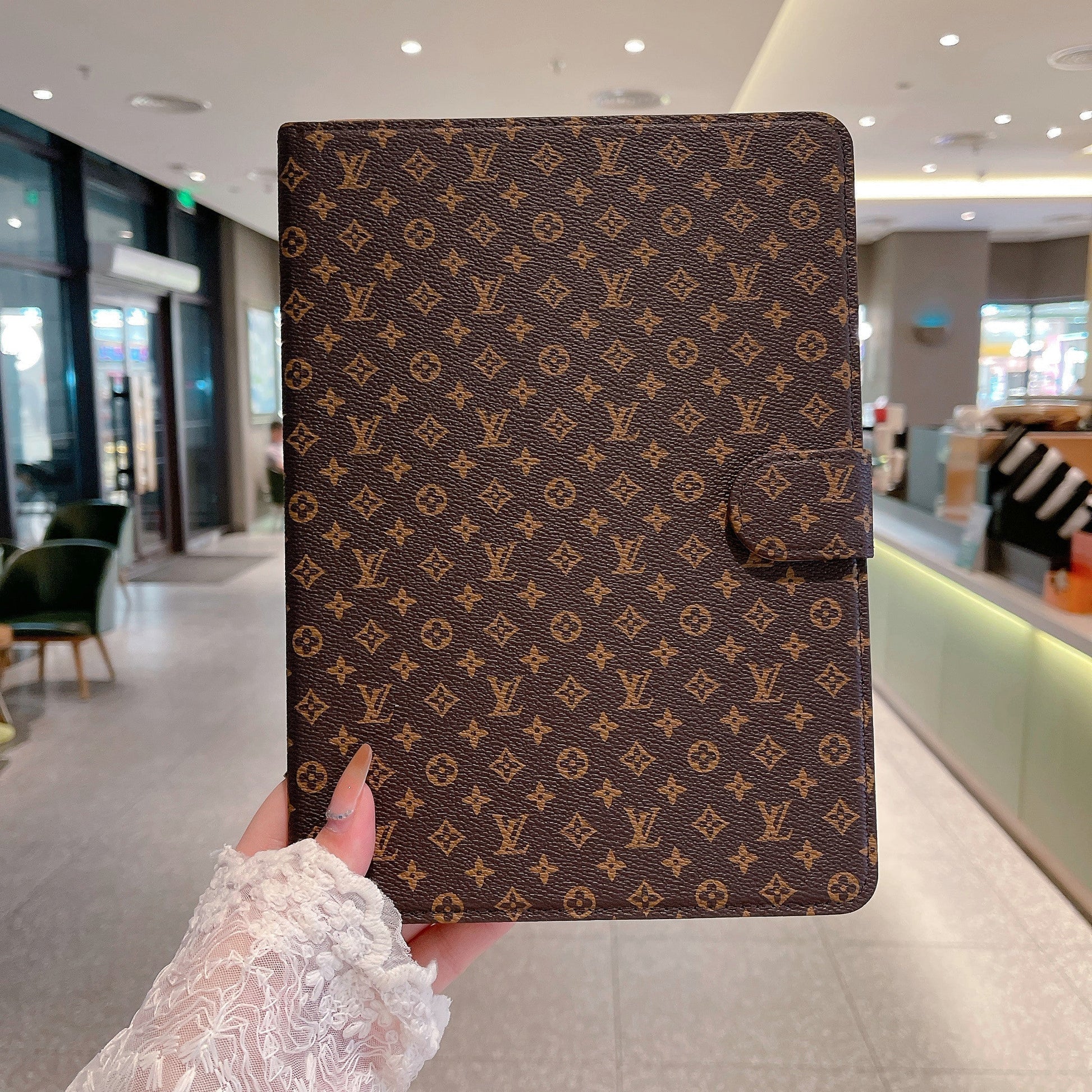 Elegant Monogram Canvas Flip Cover Apple iPad Protective Leather Case mysite