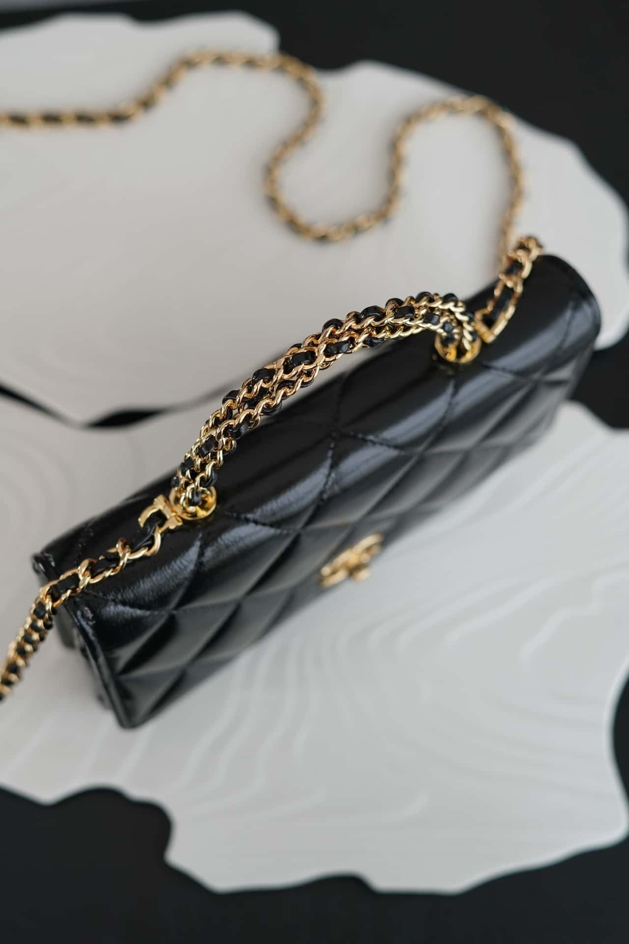 Chanel 24B WOC Top Handle in Black Shiny Lambskin GHW mysite
