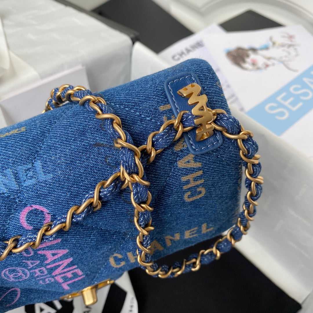 CHANEL  Small Flap Bag Blue Denim AS3134 - 23 x 14 x 8cm mysite
