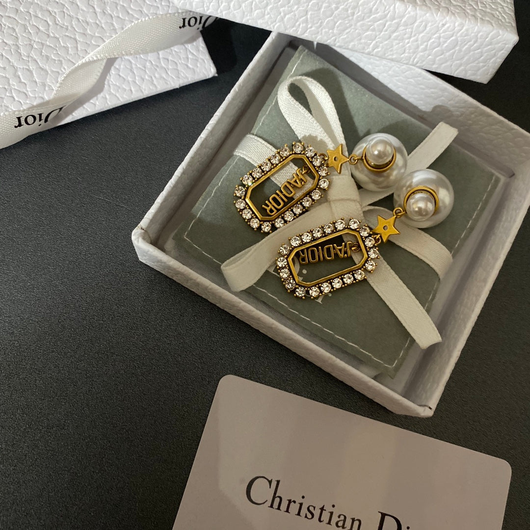 Square Pearl Diamond Earrings mysite