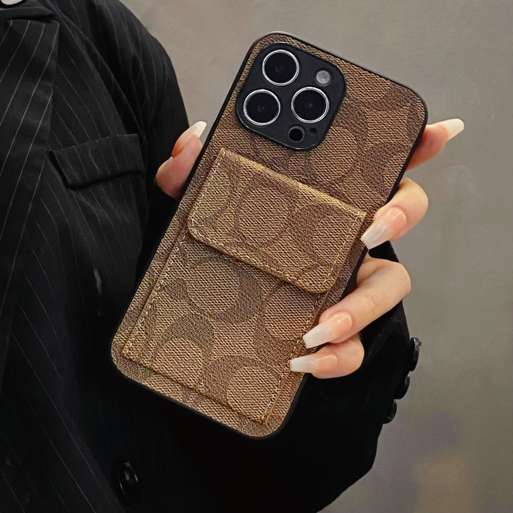 Coach iPhone Case With  Wallet Light Brown-HP240513 mysite