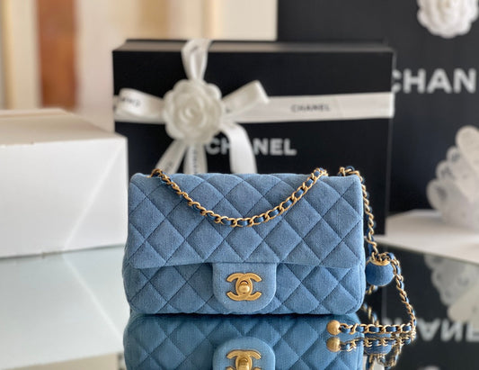 Chanel Denim Flap Bag - 20x13x7cm mysite