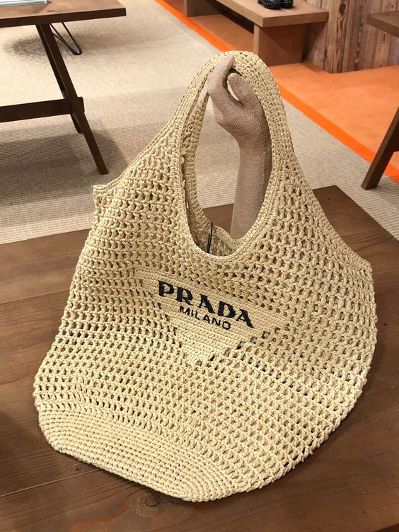 Prada Raffia Tote Bag-Khaki mysite