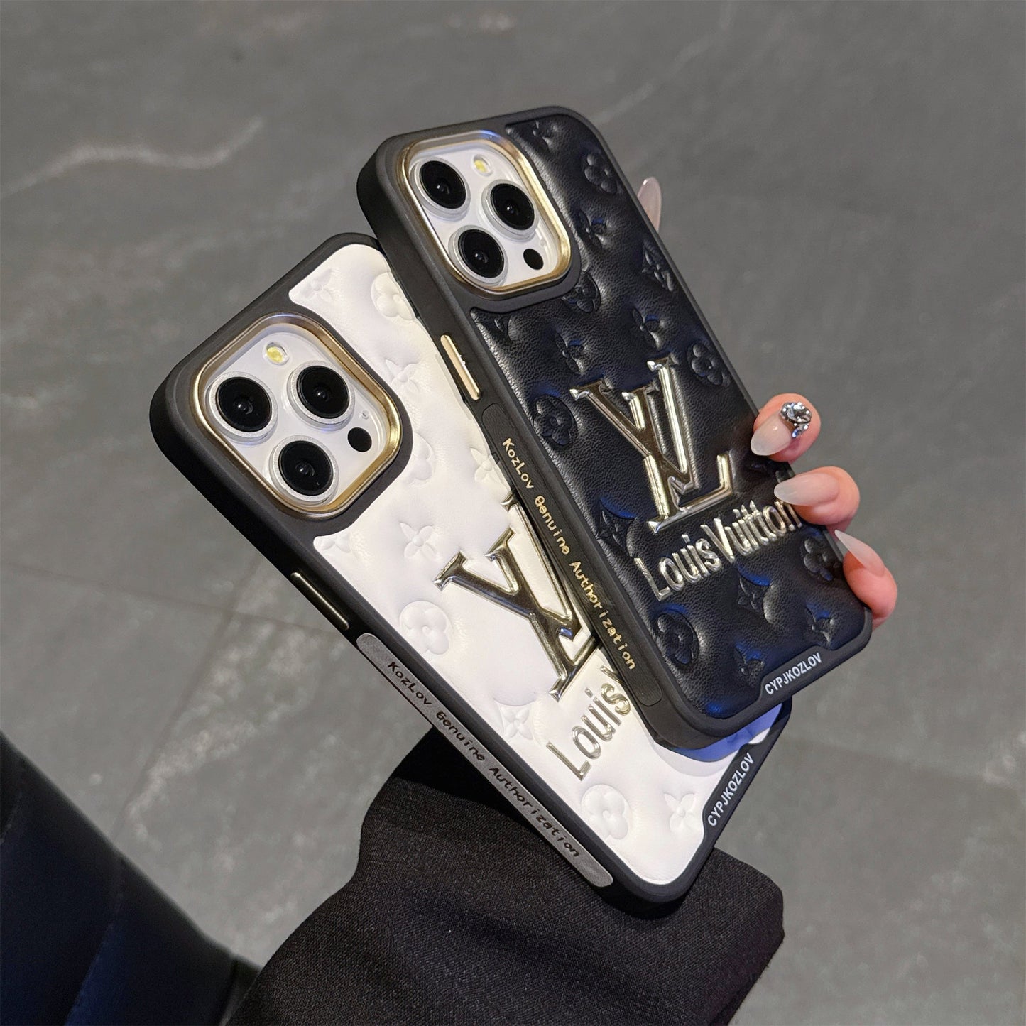 Finest Electroplated Classic Monogram Embossed Leather Apple iPhone Cases mysite