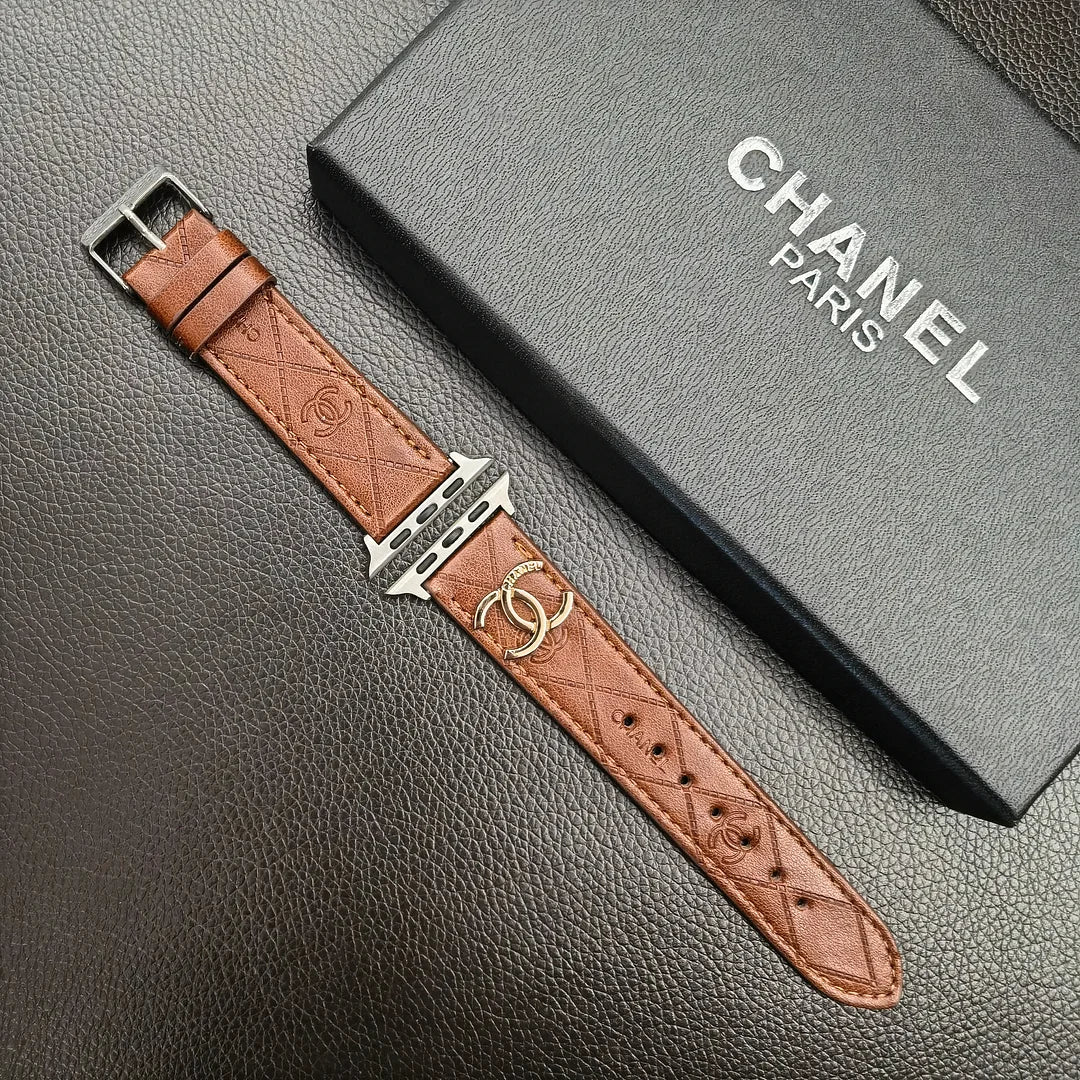 Luxury Gold Monogram 3D Embossed Leather Apple Watch Strap mysite