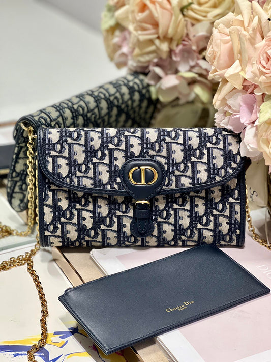 Dior Bobby Wallet on Chain East West Blue Oblique Jacquard - 21.5¡Á12¡Á4cm mysite