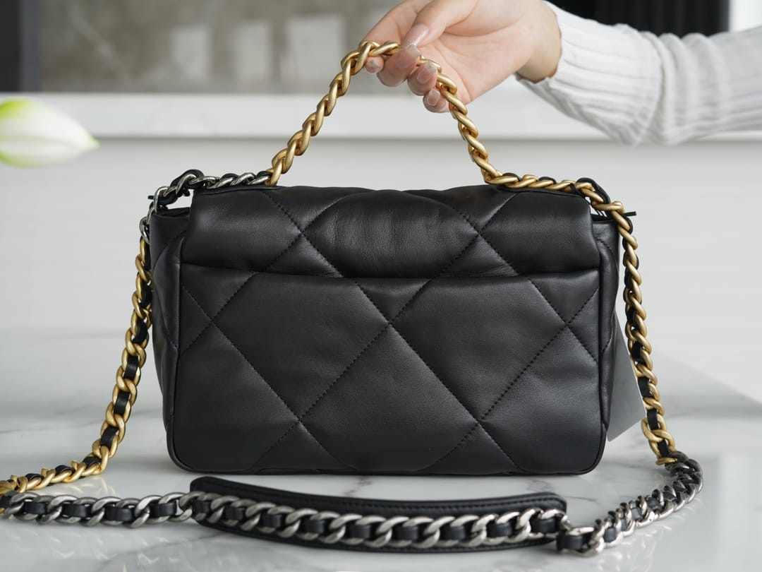CHANEL 19BAG AS1160 Black Gold Buckle Bag Small 26CM mysite