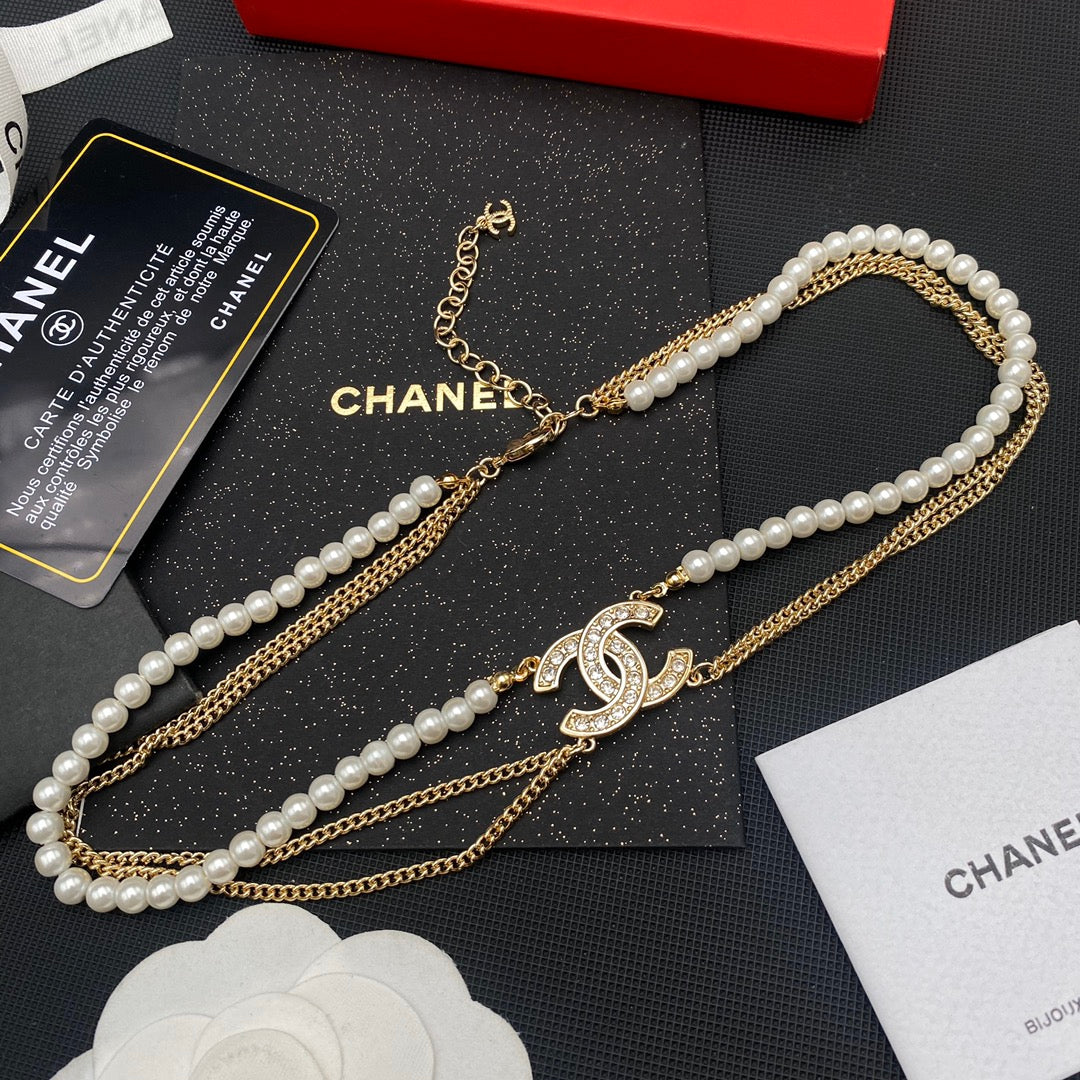 Double Gold Plated Pearl Necklace mysite