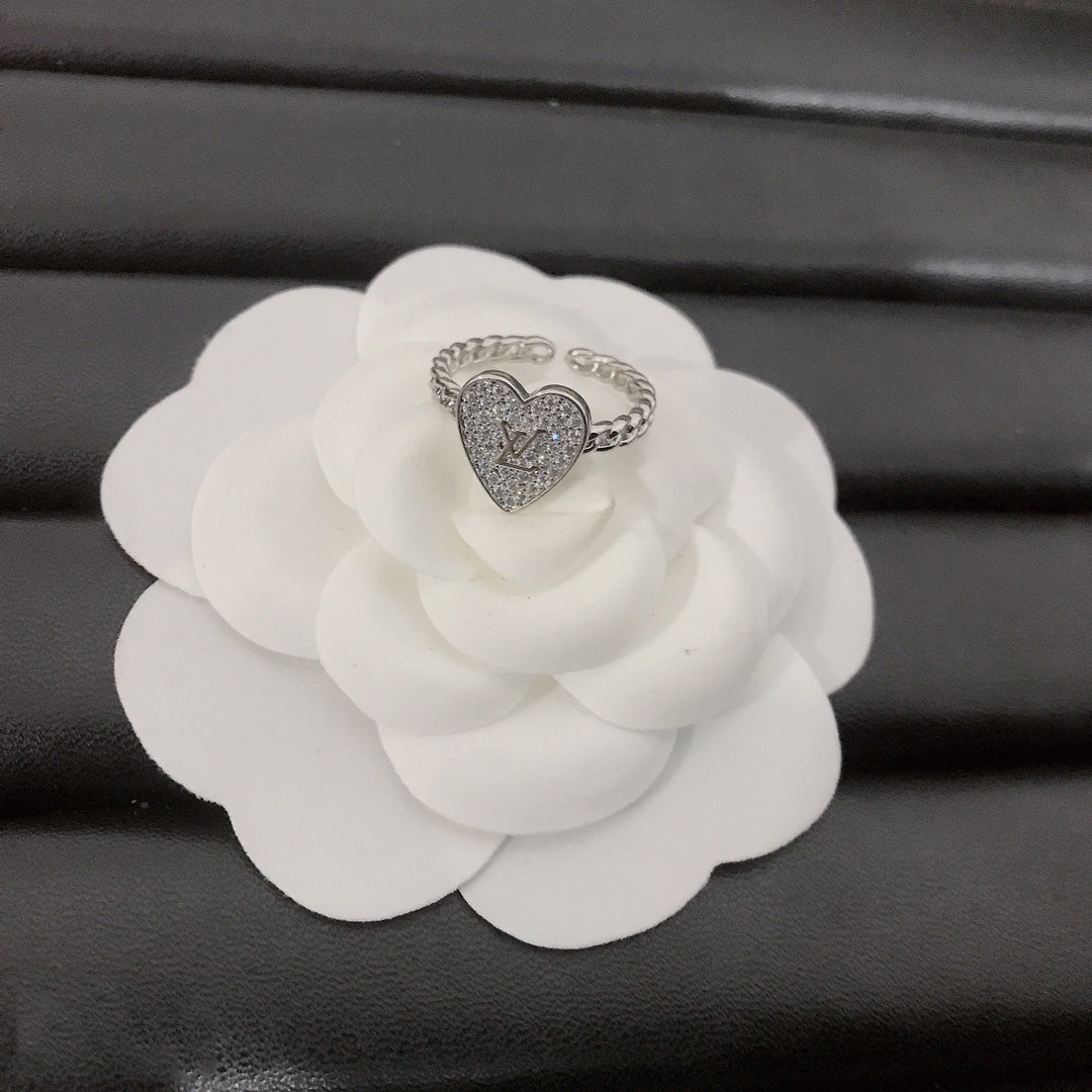 Fashion Diamond Heart Open Ring mysite