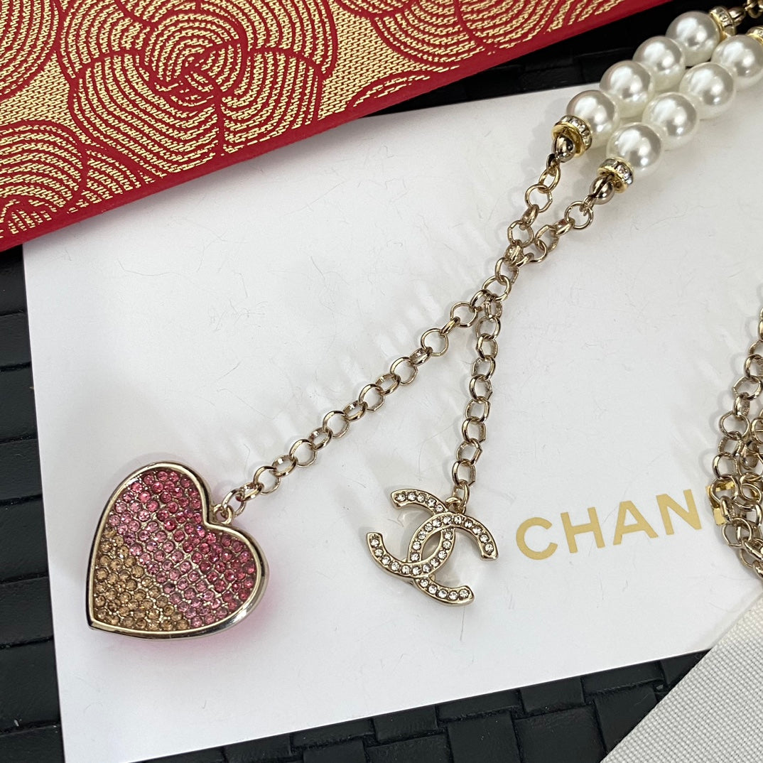 Pink Heart Pendant Pearl Necklace mysite