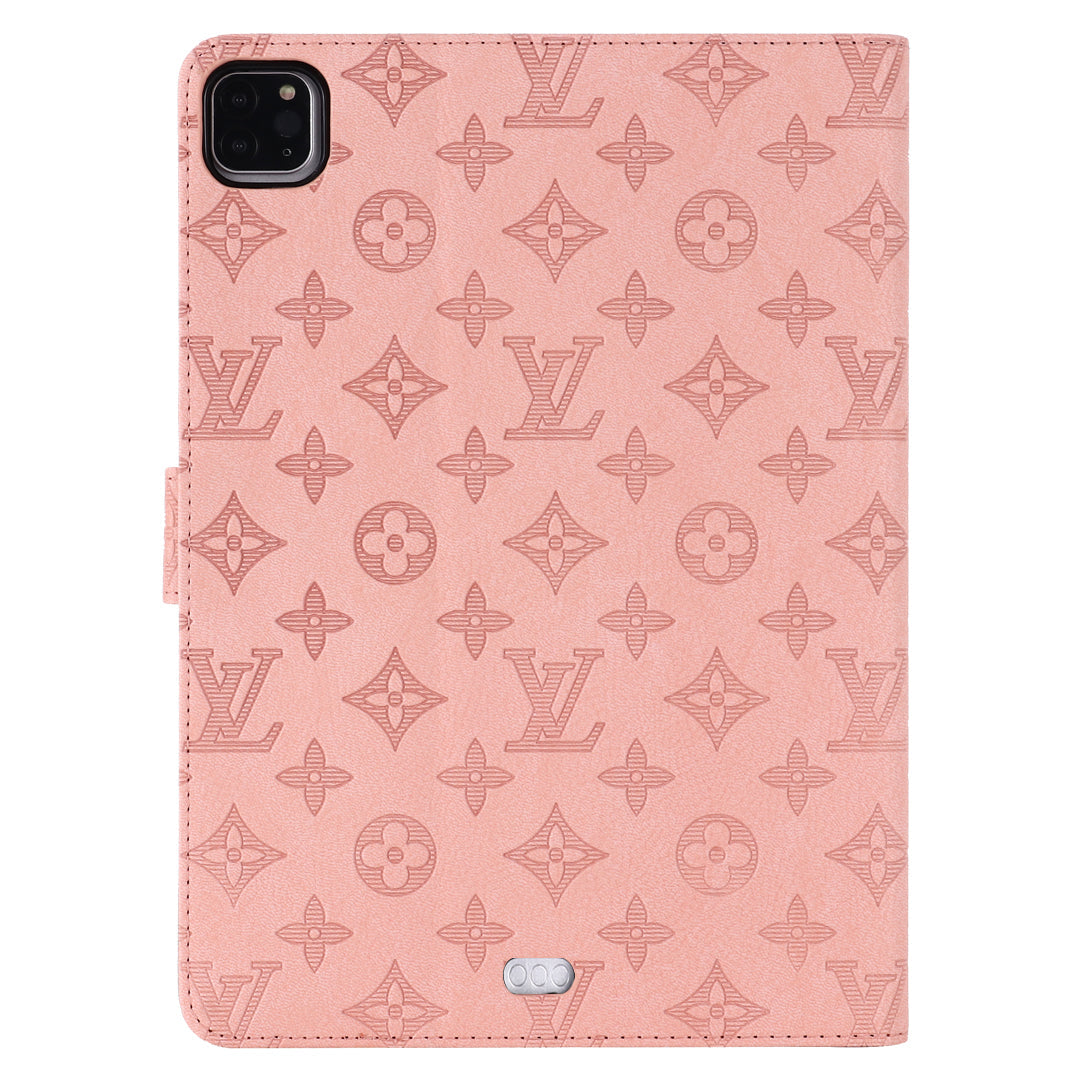 3D Embossed Canvas Monogram Holster Apple iPad Flip Cover With Stand Function mysite