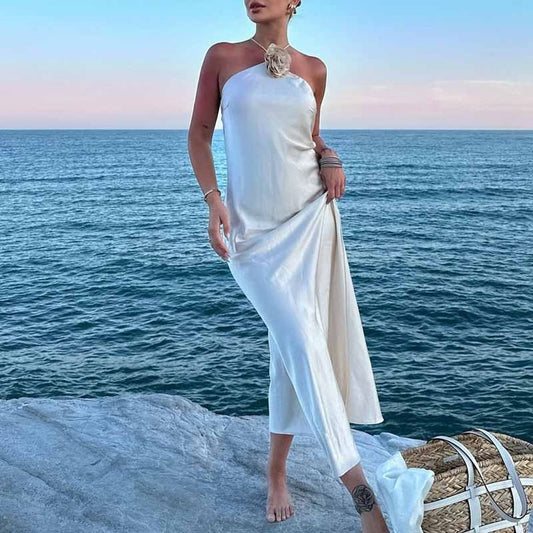 White slim strap mermaid long satin evening gown ball gown prom dress gh3077s mysite