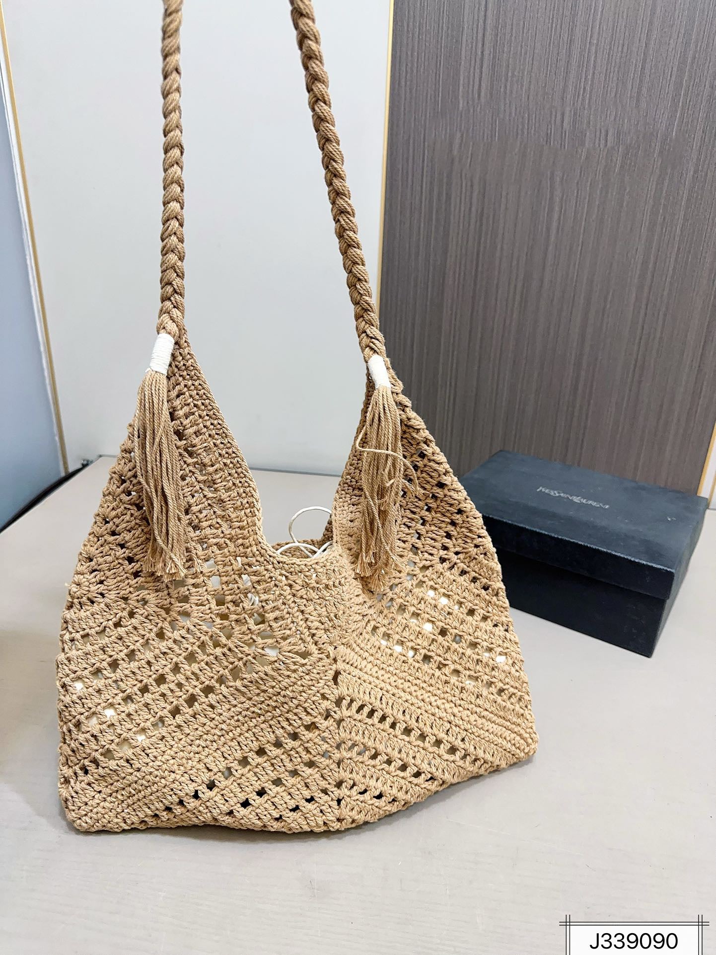 SAINT LAURENT YSL Raffia Tote Bag Beach Casual 37x22cm mysite